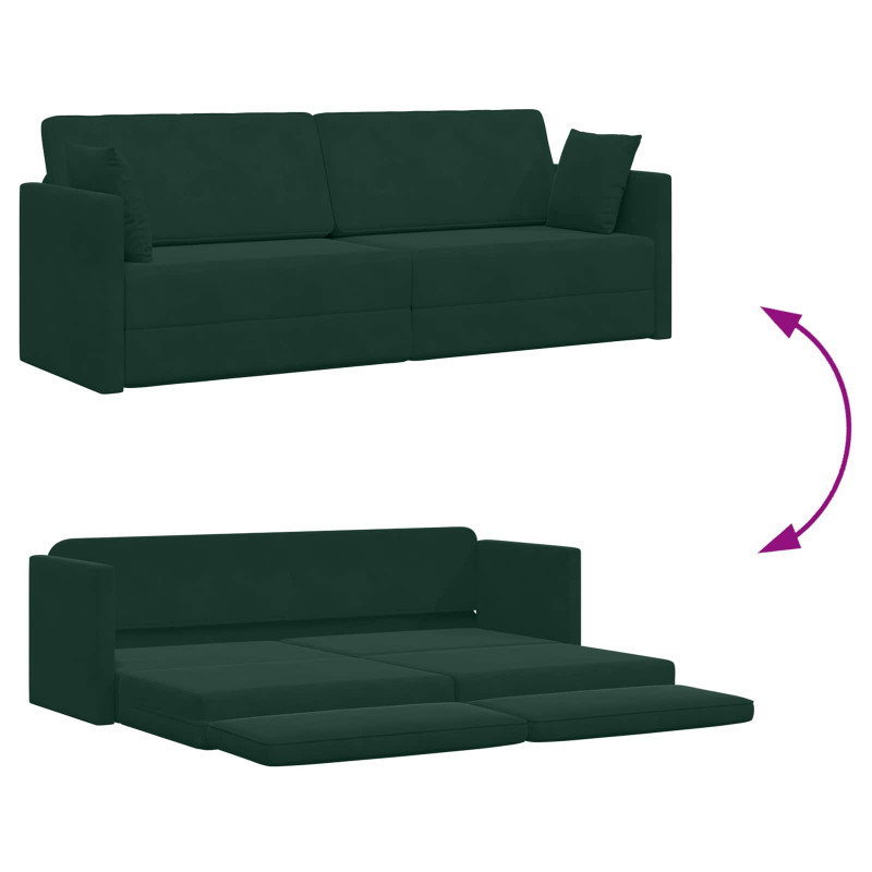 Sofa podłogowa z funkcją spania 200cm Ciemna zieleń Aksamit