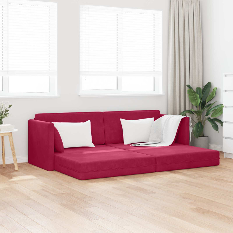 Sofa podłogowa z funkcją spania 200cm Czerwone wino Aksamit
