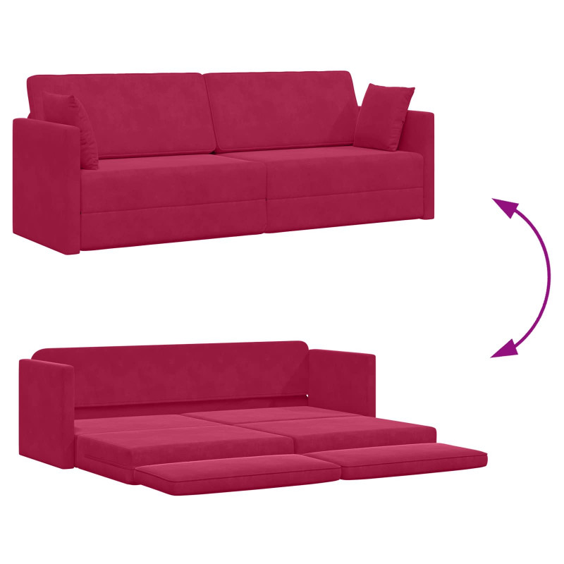 Sofa podłogowa z funkcją spania 200cm Czerwone wino Aksamit