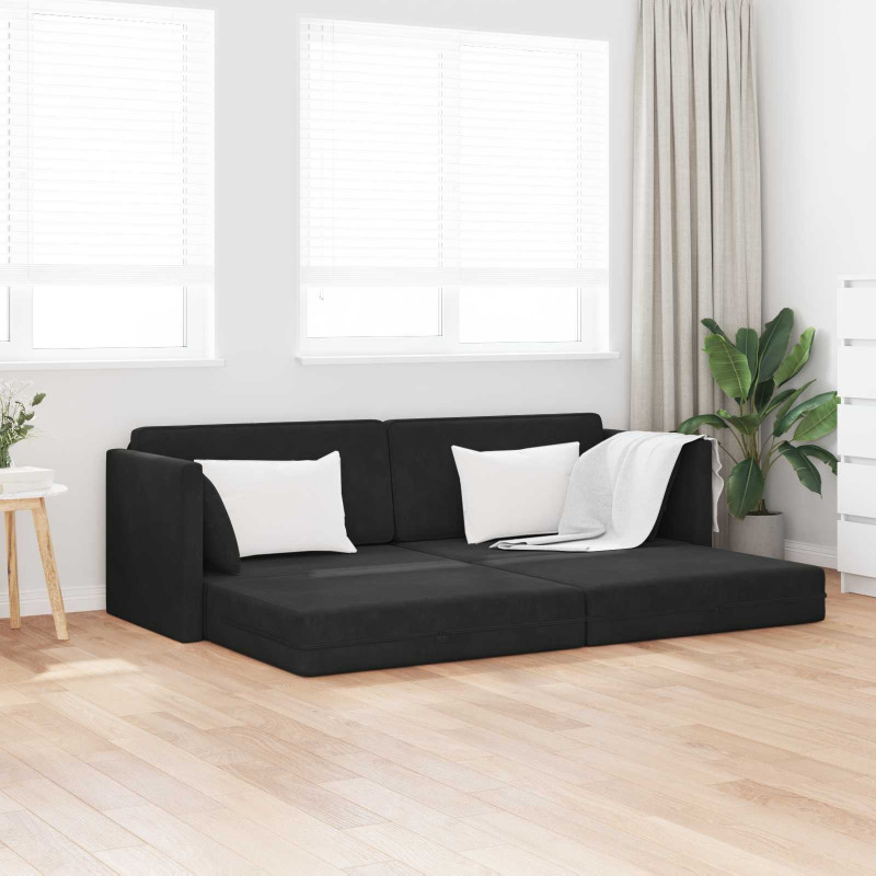 Sofa podłogowa z funkcją spania 200cm Czarny Aksamit