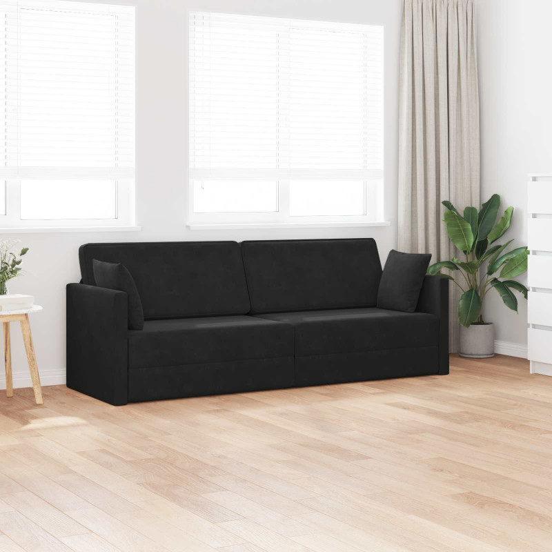 Sofa podłogowa z funkcją spania 200cm Czarny Aksamit