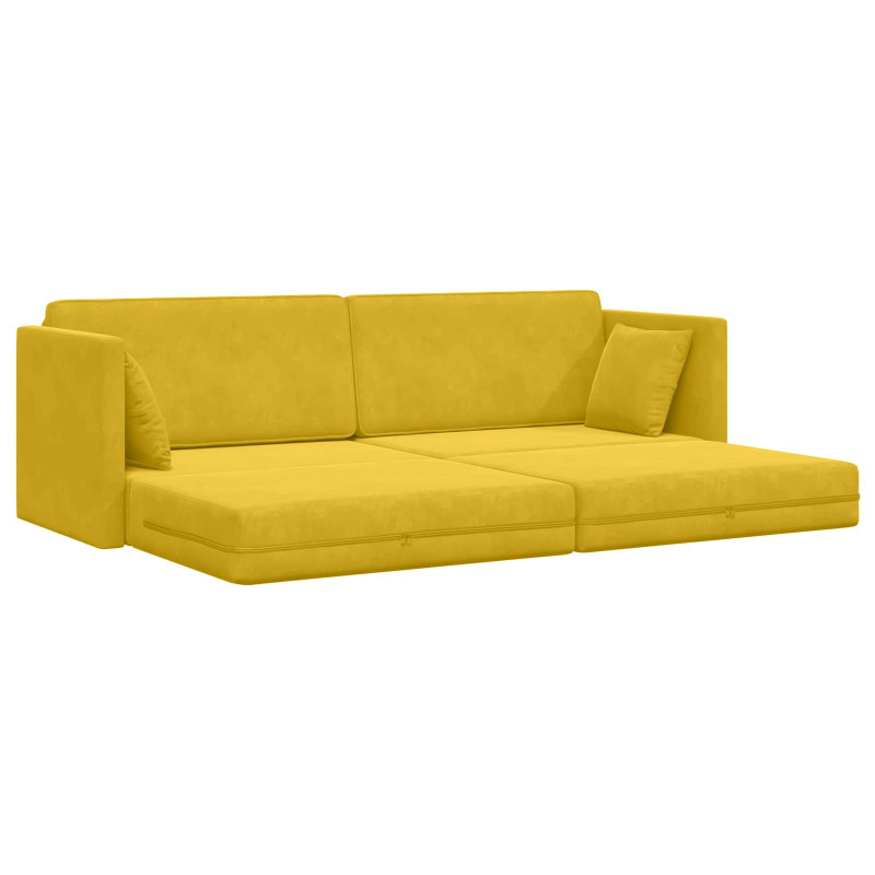 Sofa podłogowa z funkcją spania 200cm Żółty Aksamit