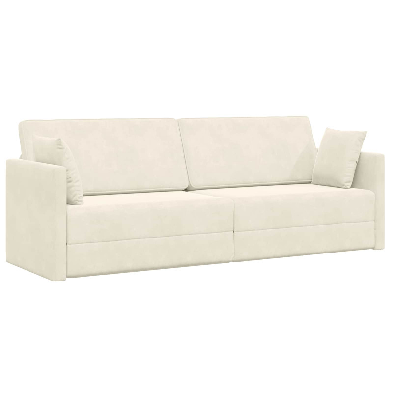 Sofa podłogowa z funkcją spania 200cm Kremowy Aksamit