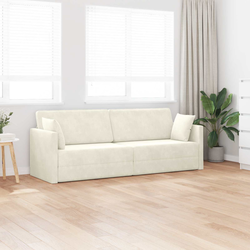 Sofa podłogowa z funkcją spania 200cm Kremowy Aksamit