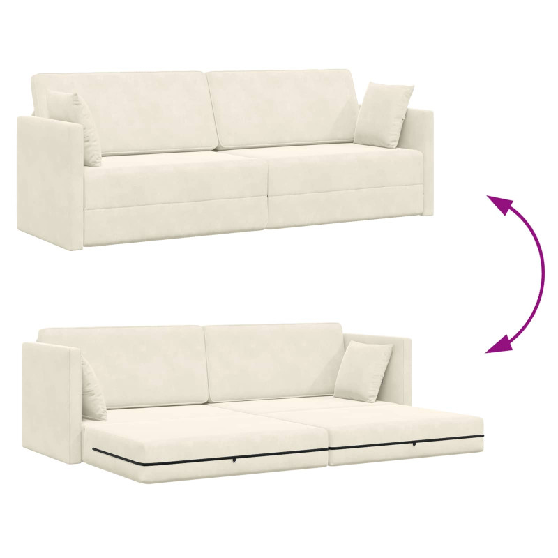 Sofa podłogowa z funkcją spania 200cm Kremowy Aksamit