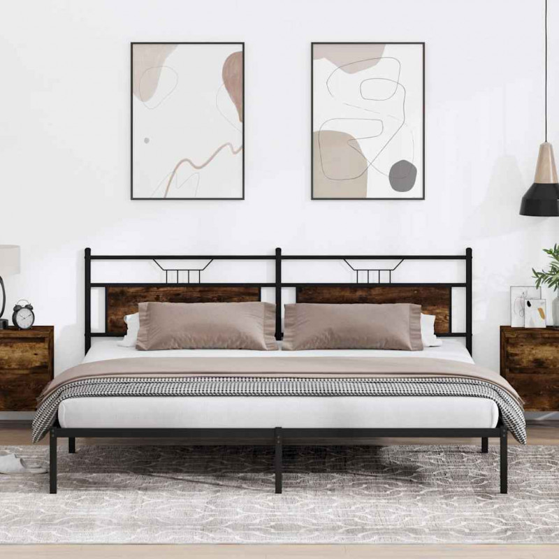 Rama łóżka bez materaca dąb wędzony 200x200 cm drewno klejone
