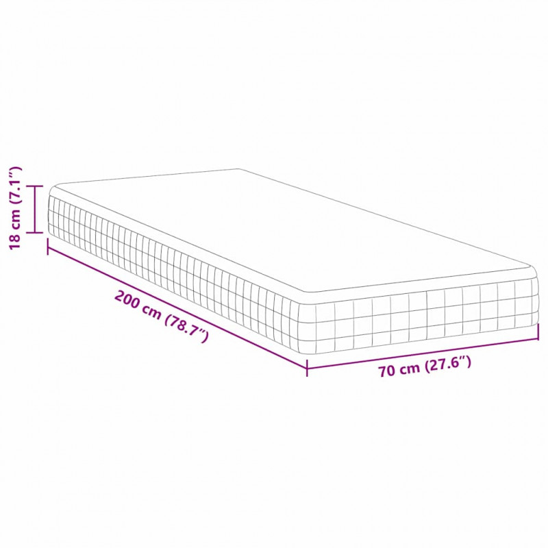 Materac Biały i szary 70 x 200 cm Sprężyna Bonell