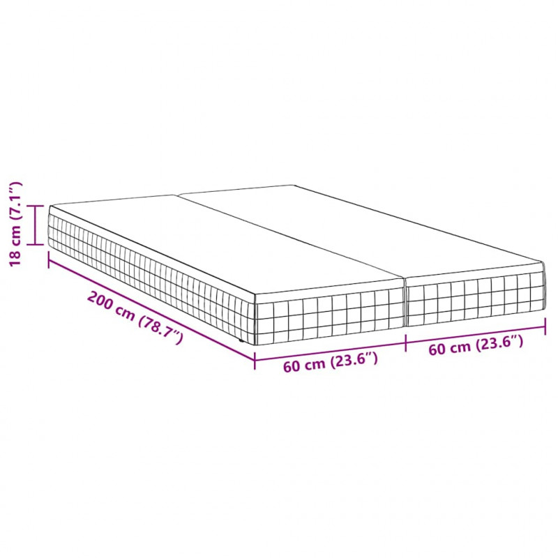 Materac 2 pcs Biały i szary 60 x 200 cm Sprężyna Bonell