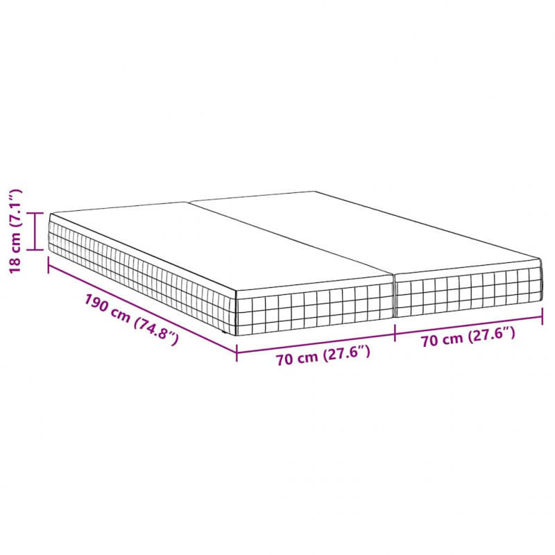 Materac 2 pcs Biały i szary 70 x 190 cm Sprężyna Bonell