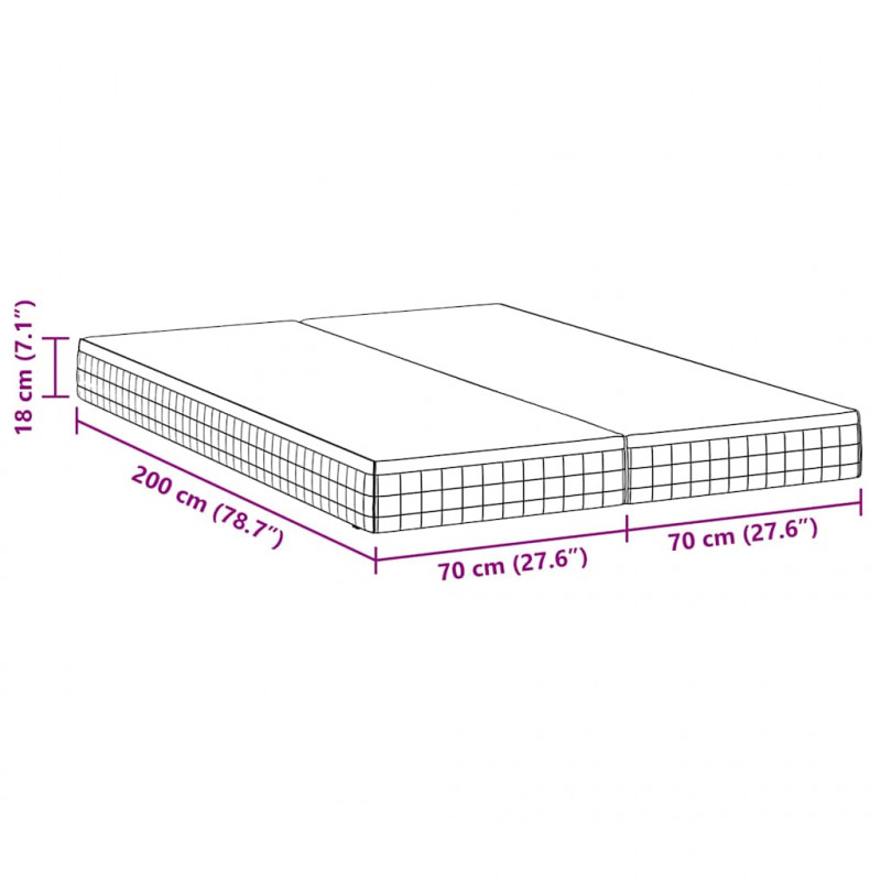 Materac 2 pcs Biały i szary 70 x 200 cm Sprężyna Bonell
