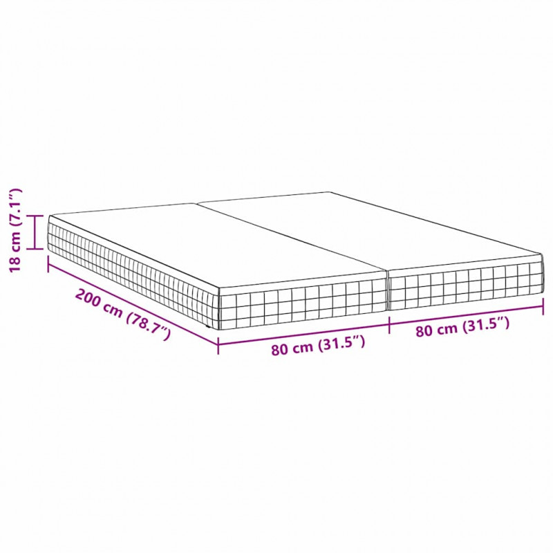 Materac 2 pcs Biały i szary 80 x 200 cm Sprężyna Bonell
