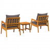 Zestaw bistro z poduszką 3 pcs Brązowy Lite Drewno Akacji