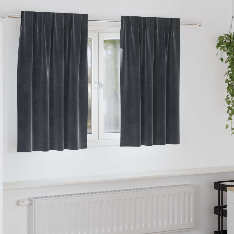 Zasłony zaciemniające 2 pcs Ciemnoszary 140 x 140 cm Aksamit