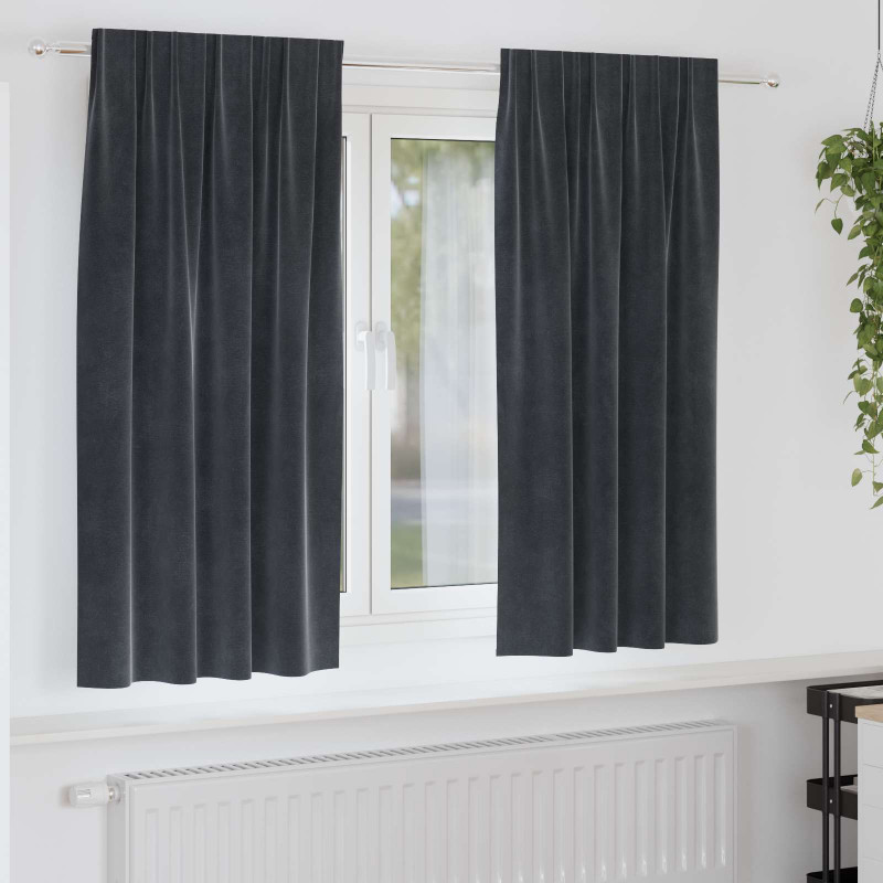 Zasłony zaciemniające 2 pcs Ciemnoszary 140 x 175 cm Aksamit