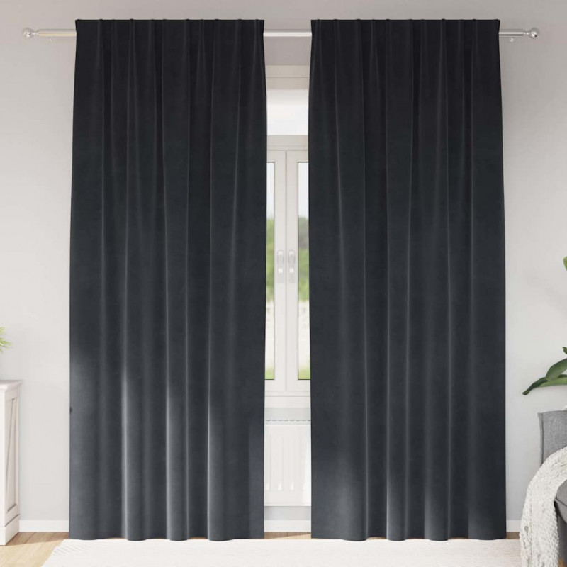Zasłony zaciemniające 2 pcs Ciemnoszary 140 x 245 cm Aksamit