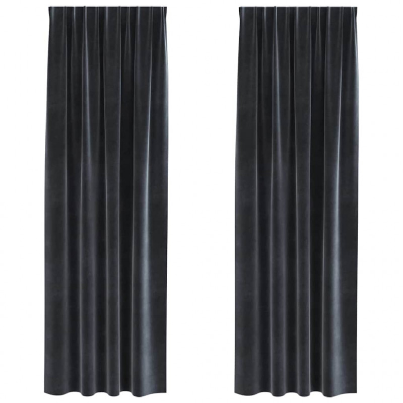Zasłony zaciemniające 2 pcs Ciemnoszary 140 x 245 cm Aksamit