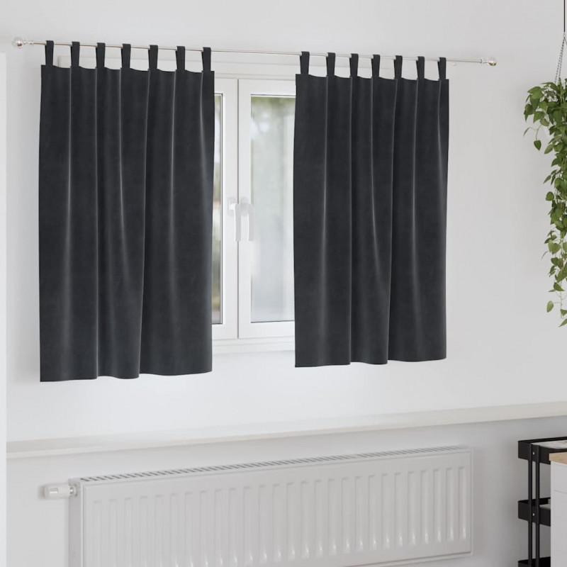 Zasłony zaciemniające 2 pcs Ciemnoszary 140 x 140 cm Aksamit