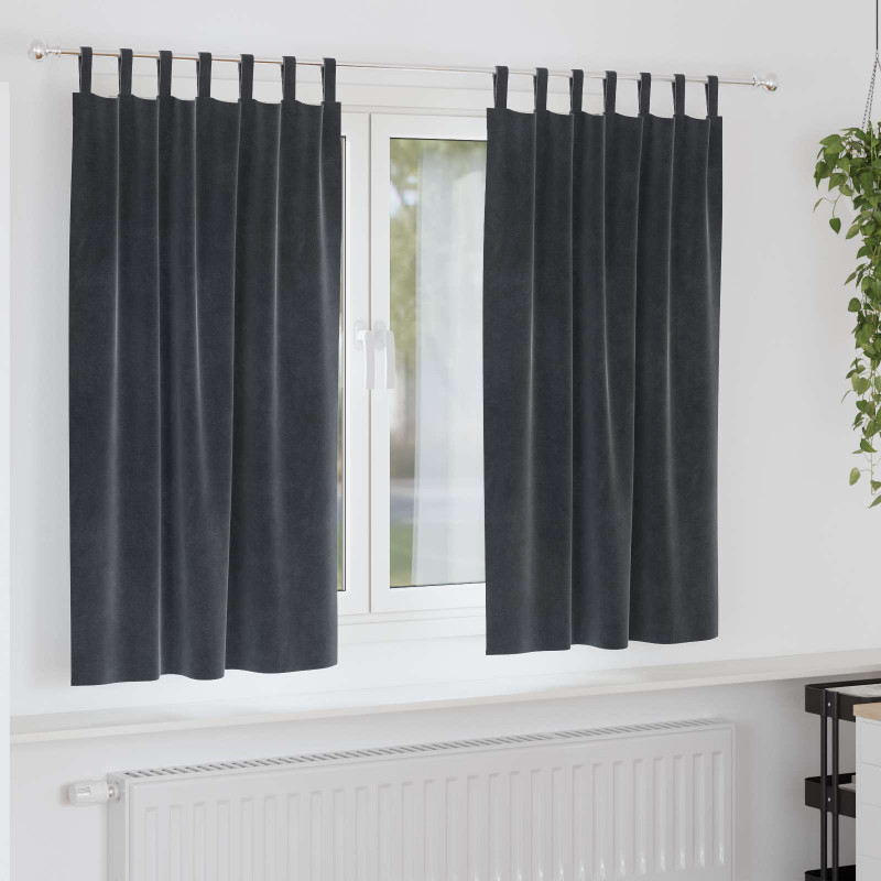 Zasłony zaciemniające 2 pcs Ciemnoszary 140 x 175 cm Aksamit