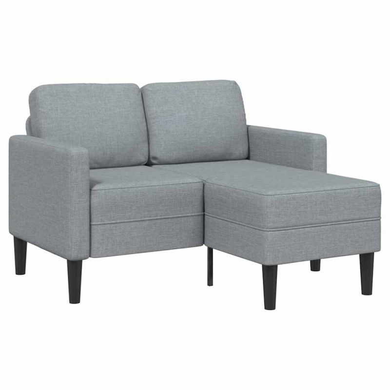 Sofa 2-osobowa z szezlongiem w kształcie litery L, jasnoszara