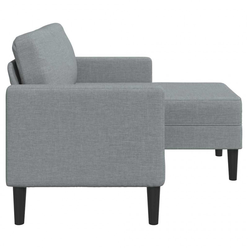 Sofa 2-osobowa z szezlongiem w kształcie litery L, jasnoszara