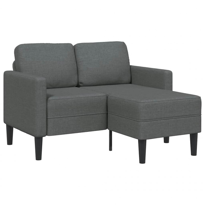 Sofa 2-osobowa z szezlongiem w kształcie litery L, ciemnoszara, 125 cm, tkanina