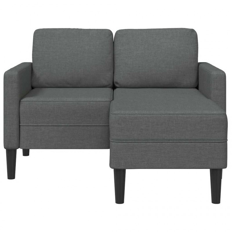 Sofa 2-osobowa z szezlongiem w kształcie litery L, ciemnoszara, 125 cm, tkanina