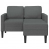 Sofa 2-osobowa z szezlongiem w kształcie litery L, ciemnoszara, 125 cm, tkanina