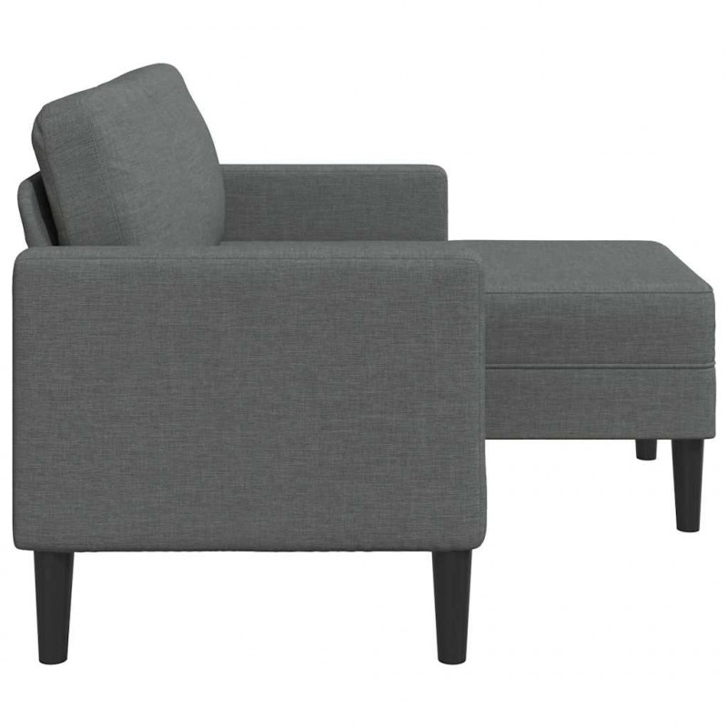 Sofa 2-osobowa z szezlongiem w kształcie litery L, ciemnoszara, 125 cm, tkanina