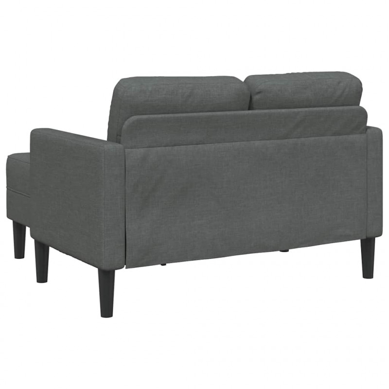 Sofa 2-osobowa z szezlongiem w kształcie litery L, ciemnoszara, 125 cm, tkanina