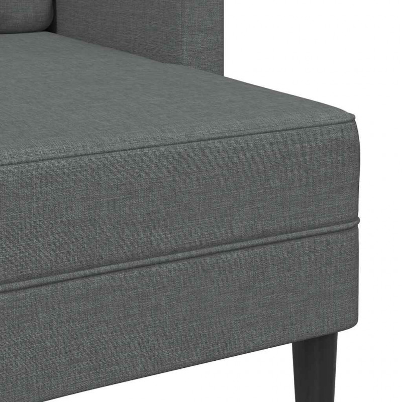 Sofa 2-osobowa z szezlongiem w kształcie litery L, ciemnoszara, 125 cm, tkanina