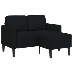 Sofa 2-osobowa z szezlongiem w kształcie litery L, czarna