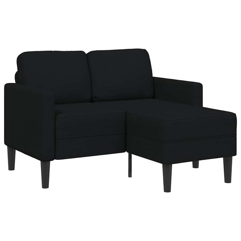 Sofa 2-osobowa z szezlongiem w kształcie litery L, czarna
