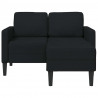 Sofa 2-osobowa z szezlongiem w kształcie litery L, czarna