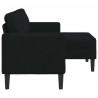 Sofa 2-osobowa z szezlongiem w kształcie litery L, czarna
