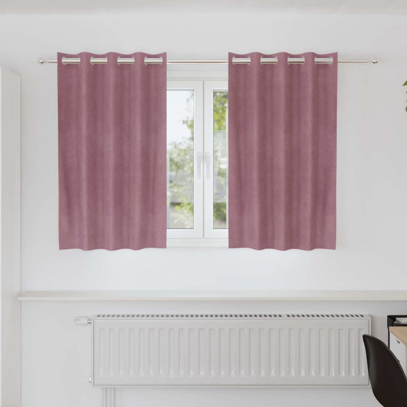 Zasłony zaciemniające 2 pcs Ciemny Róż 140 x 140 cm Aksamit