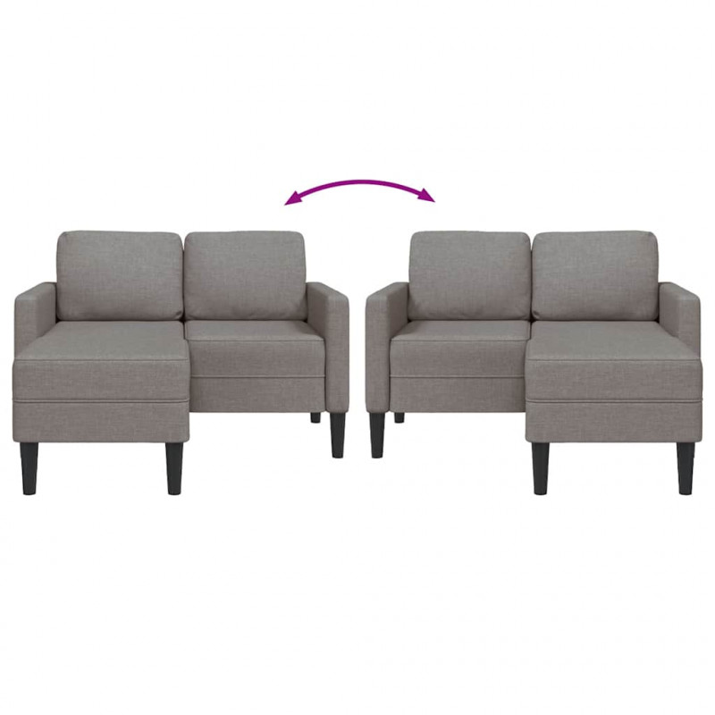 Sofa 2-osobowa z szezlongiem w kształcie litery L, kolor taupe