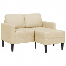 Sofa 2-osobowa z leżanką w kształcie litery L, kremowa, 125 cm