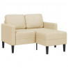 Sofa 2-osobowa z leżanką w kształcie litery L, kremowa, 125 cm