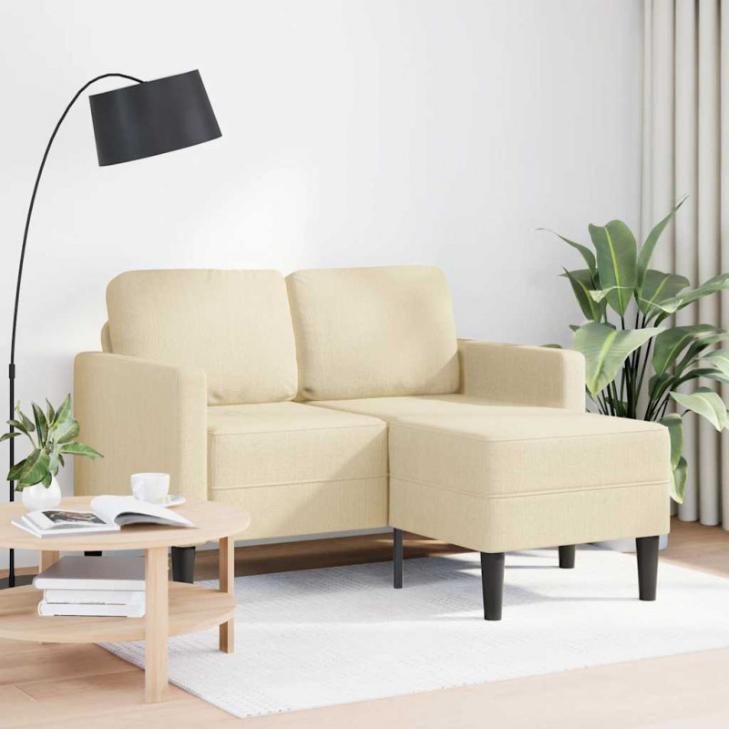 Sofa 2-osobowa z leżanką w kształcie litery L, kremowa, 125 cm
