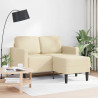Sofa 2-osobowa z leżanką w kształcie litery L, kremowa, 125 cm