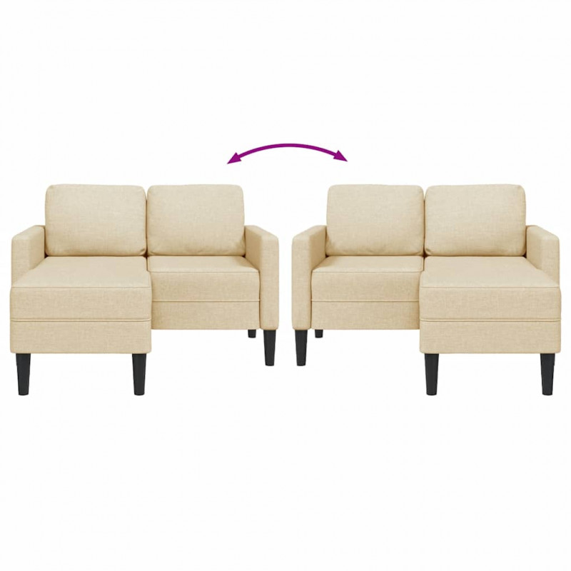Sofa 2-osobowa z leżanką w kształcie litery L, kremowa, 125 cm