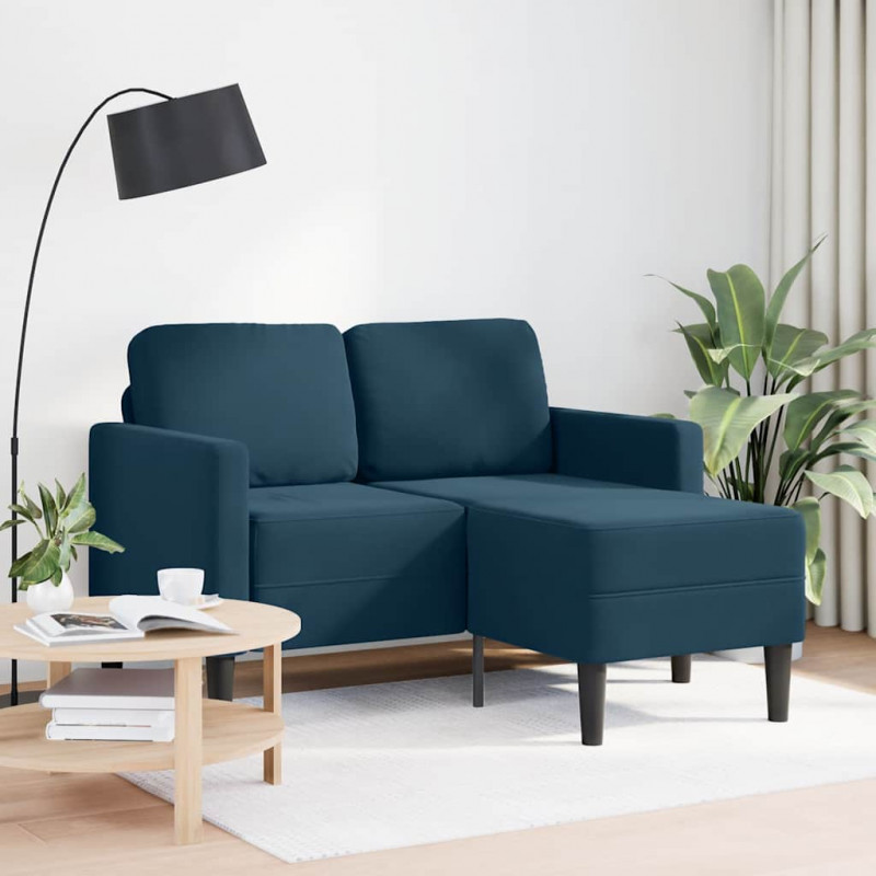 Sofa 2-osobowa z leżanką w kształcie litery L, niebieska