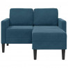 Sofa 2-osobowa z leżanką w kształcie litery L, niebieska