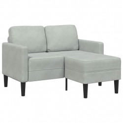 Sofa 2-osobowa z szezlongiem w kształcie litery L, jasnoszara