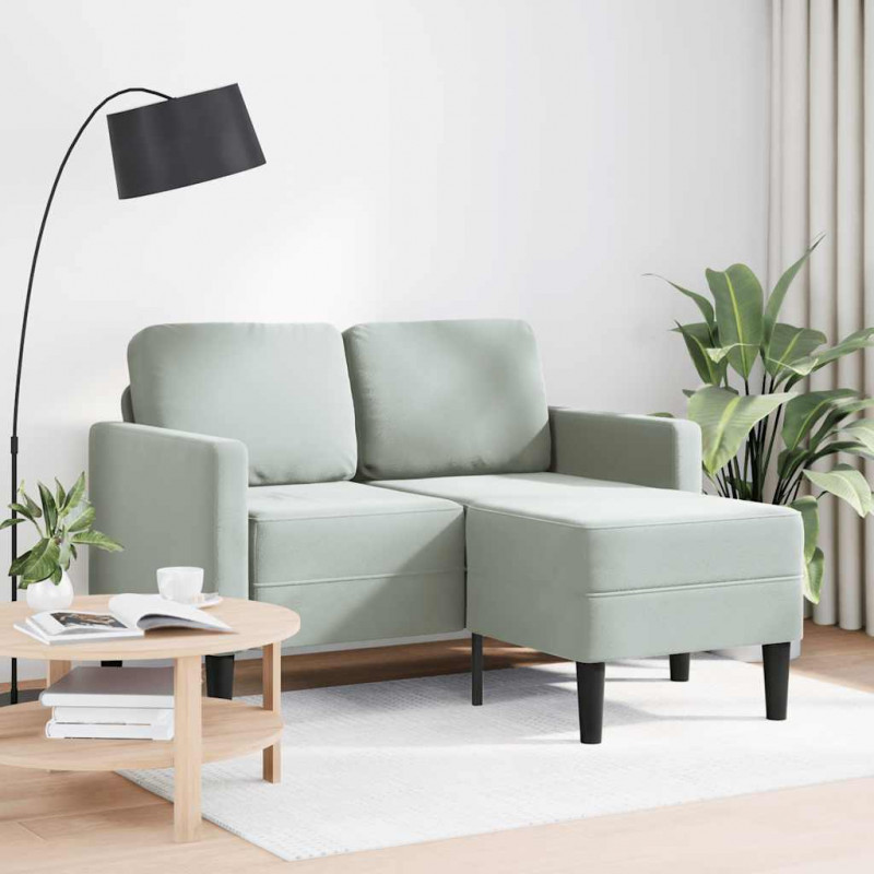 Sofa 2-osobowa z szezlongiem w kształcie litery L, jasnoszara