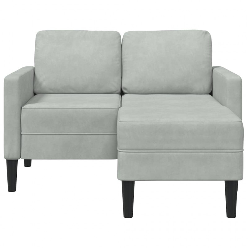 Sofa 2-osobowa z szezlongiem w kształcie litery L, jasnoszara
