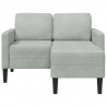 Sofa 2-osobowa z szezlongiem w kształcie litery L, jasnoszara