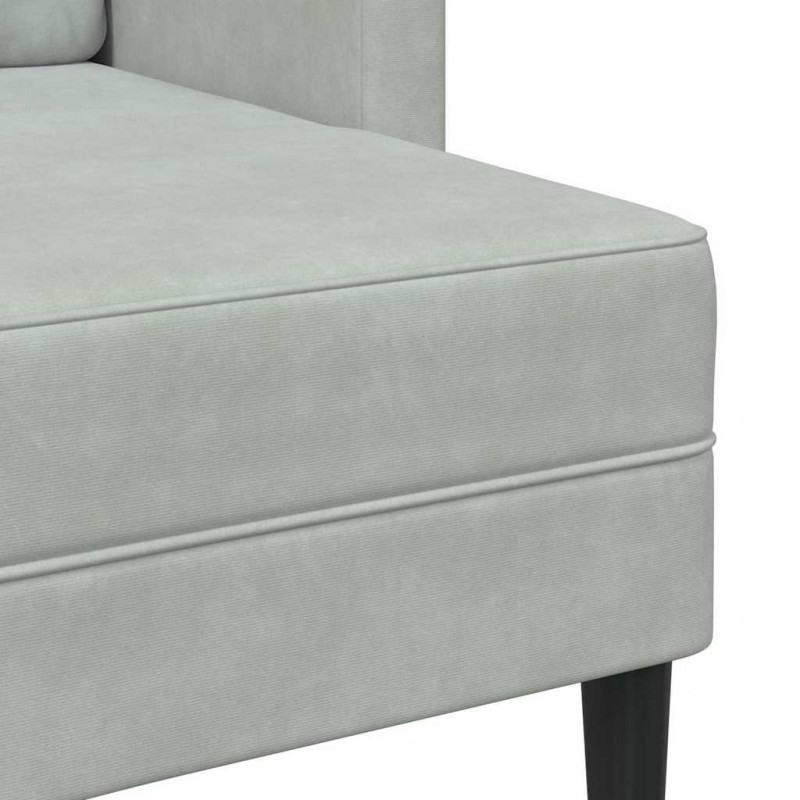 Sofa 2-osobowa z szezlongiem w kształcie litery L, jasnoszara