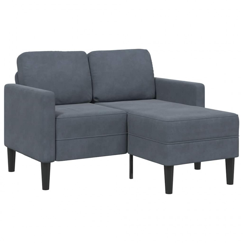 Sofa 2-osobowa z szezlongiem w kształcie litery L Ciemnoszara