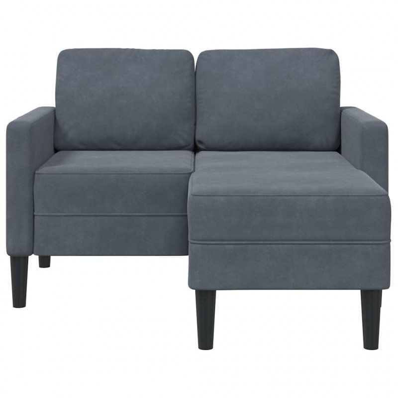 Sofa 2-osobowa z szezlongiem w kształcie litery L Ciemnoszara
